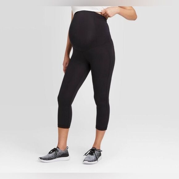 Isabel maternity women’s cross over panel active capri pant large NWT BLACK - Picture 4 of 14